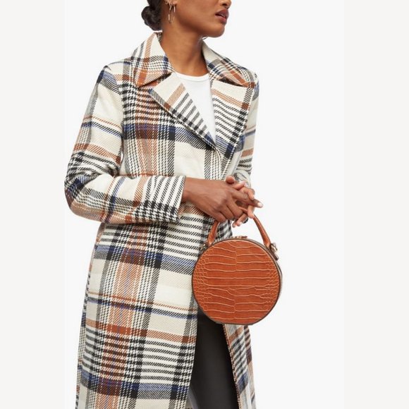 JustFab Jackets & Blazers - NWT Plaid Double Breasted Tweed Trench Coat - XXL (16-18)